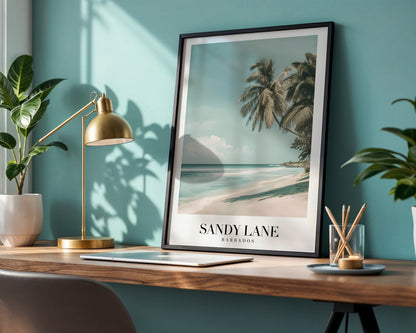 Sandy Lane Barbados Tropical Beach Framed Poster – Framed Wall Art Poster - Image 1