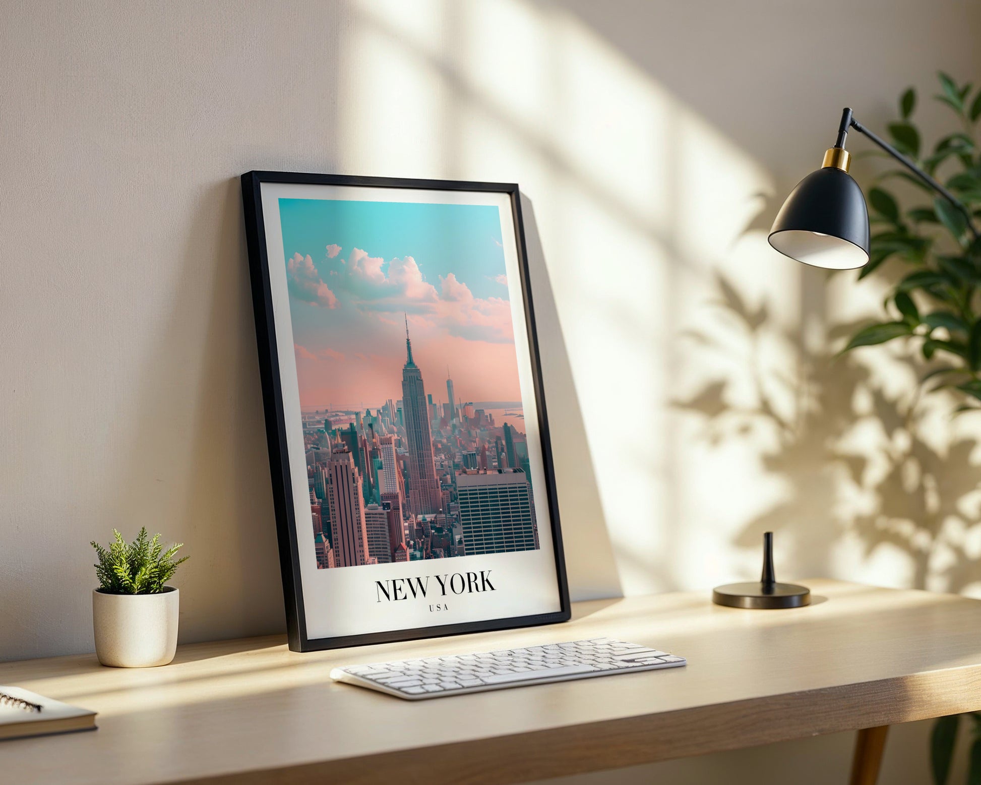 New York City Pastel Sunset Framed Poster – Framed Wall Art Poster - Image 3