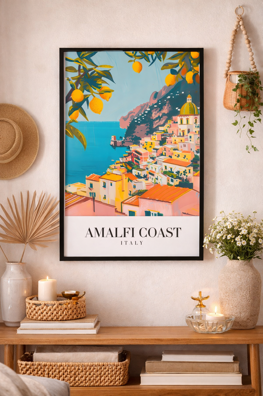 Amalfi Coast Italy Vintage Travel Framed Poster