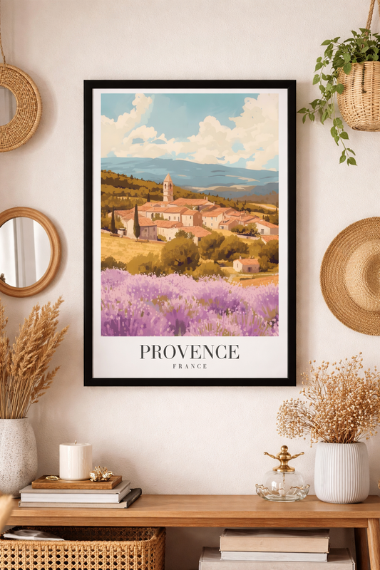 Provence Lavender Fields Village Framed Poster