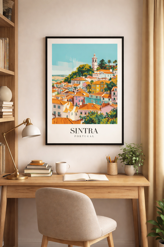 Vibrant Sintra Portugal Cityscape Framed Poster