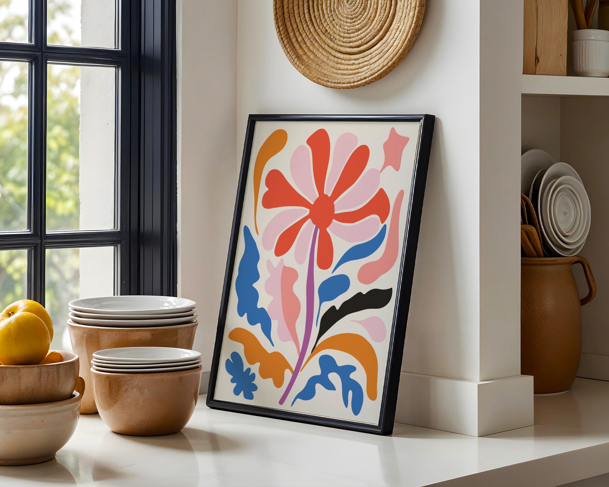 Vibrant Abstract Floral Framed Poster #2 – Framed Wall Art Poster - Image 1