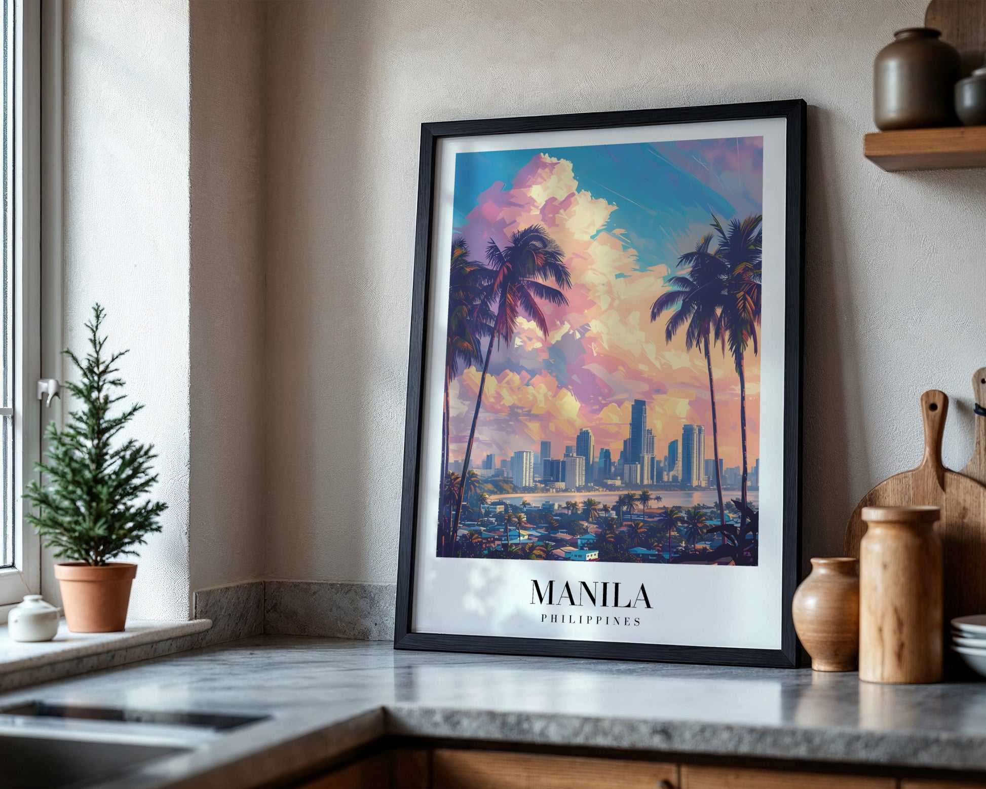 Manila Philippines Cityscape Sunset Framed Poster – Framed Wall Art Poster - Image 4