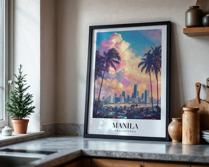 Manila Philippines Cityscape Sunset Framed Poster – Framed Wall Art Poster - Image 4