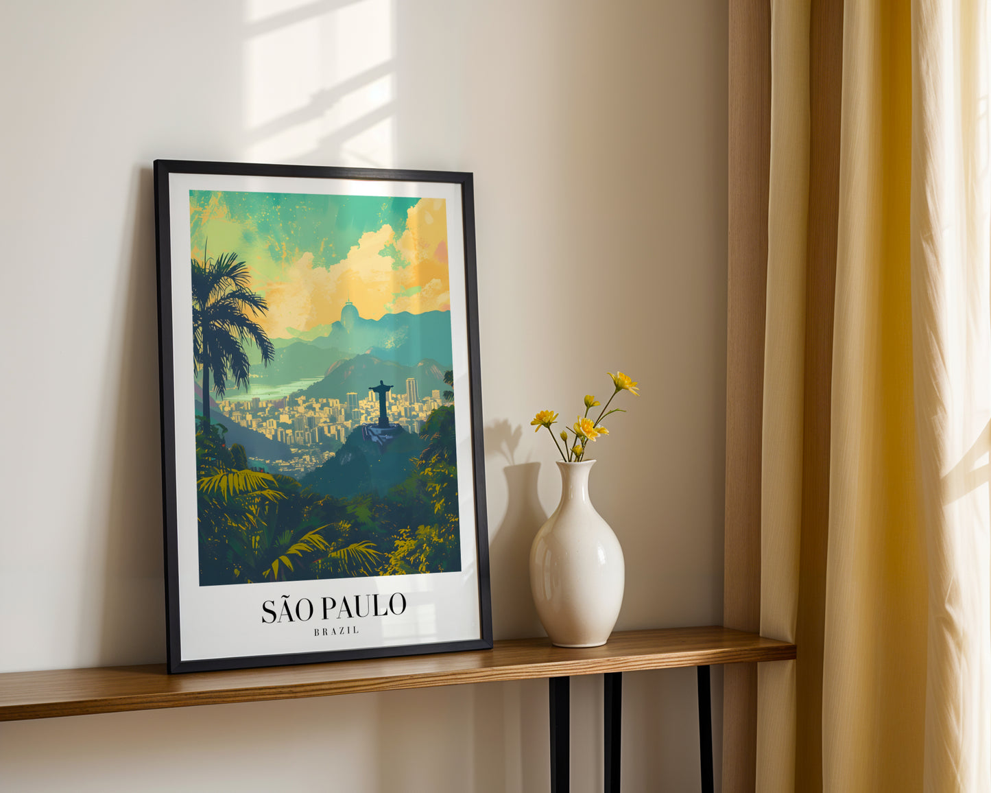 São Paulo Brazil Cityscape Vintage Travel Framed Poster – Framed Wall Art Poster - Image 2
