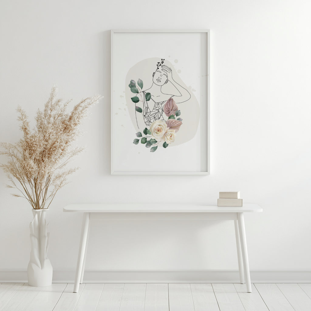 Neutral Beige Abstract Forms Framed Poster - Image 2