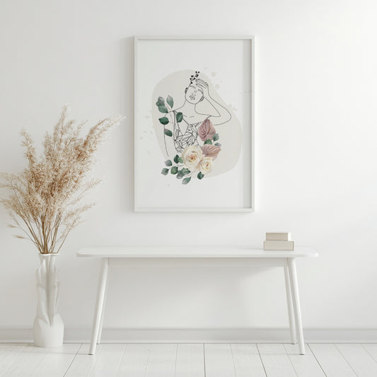 Neutral Beige Abstract Forms Framed Poster - Image 2