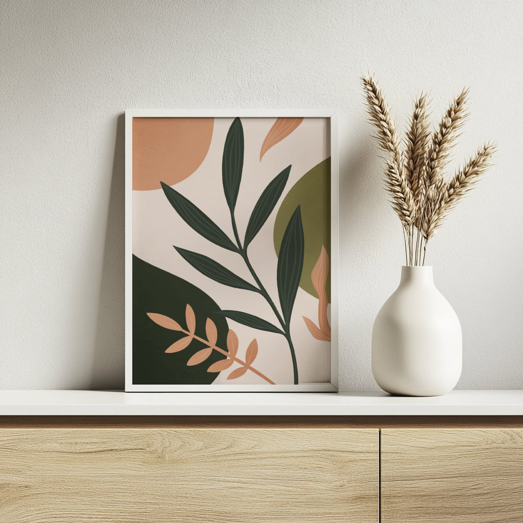 Abstract Botanical Leaves Modern Framed Wall Art Set – Framed Wall Art Poster - Image 2