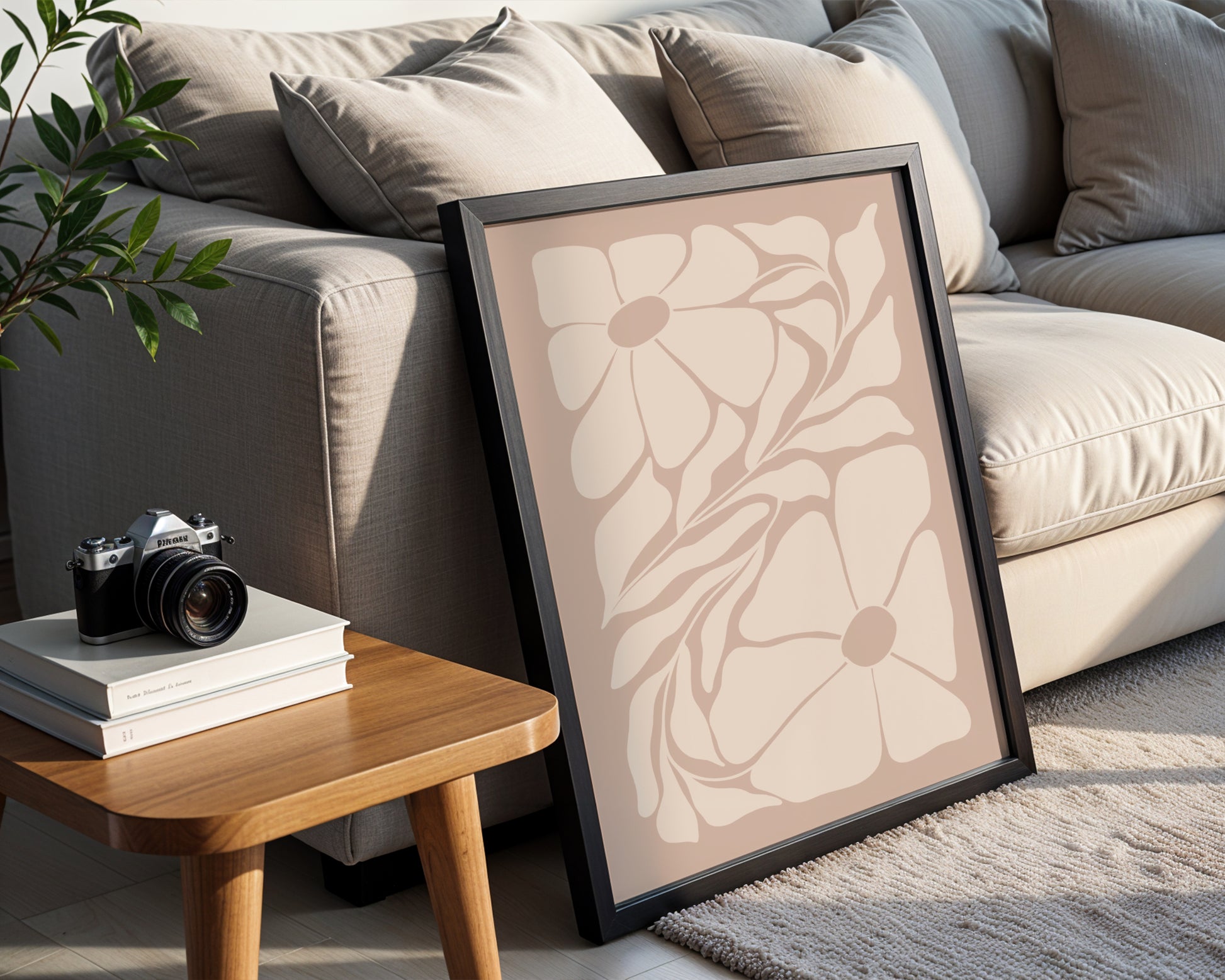 Minimalist Beige Floral Bloom Framed Poster – Framed Wall Art Poster - Image 4