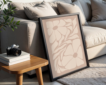 Minimalist Beige Floral Bloom Framed Poster – Framed Wall Art Poster - Image 4