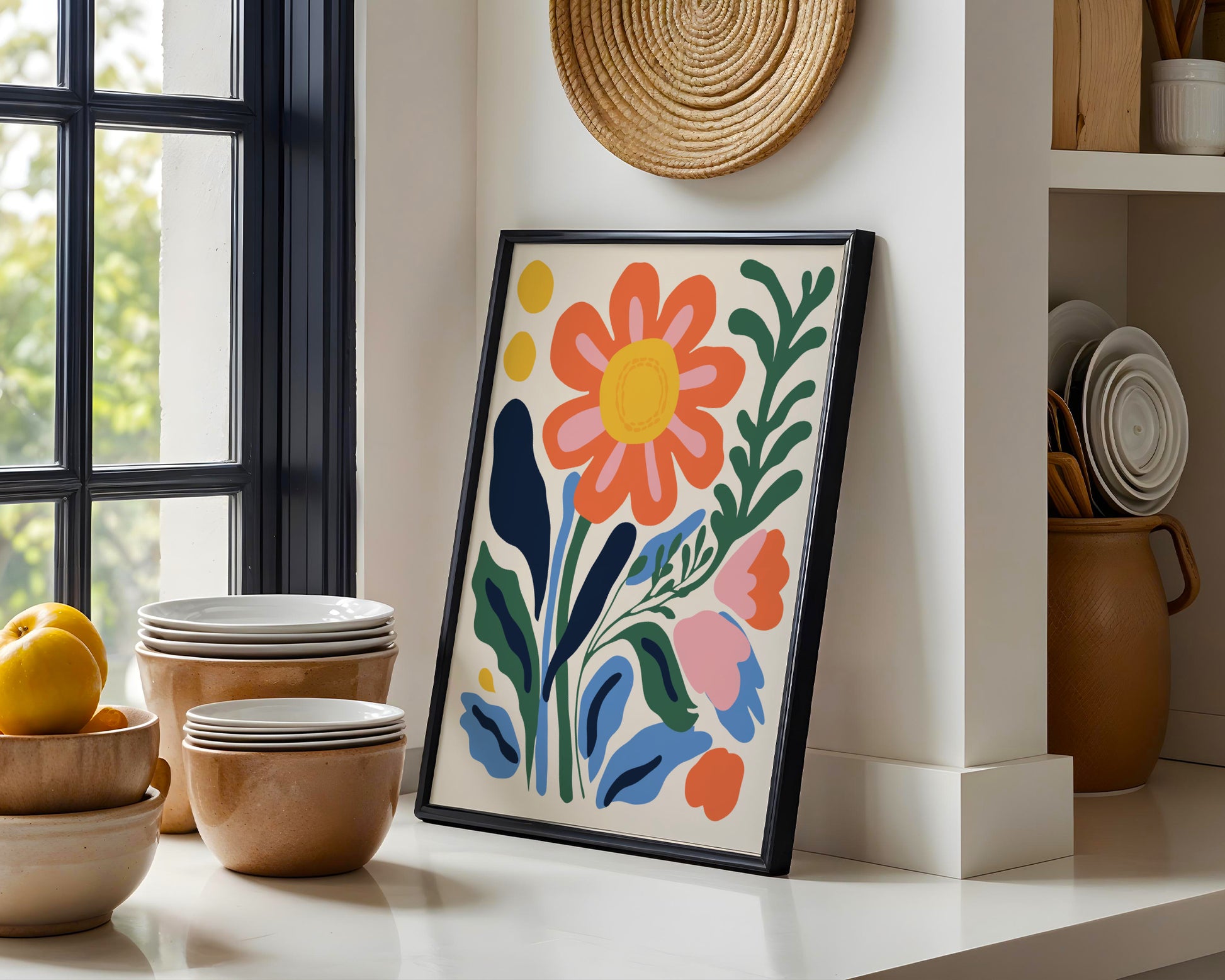 Vibrant Abstract Floral Meadow Framed Poster – Framed Wall Art Poster - Image 1