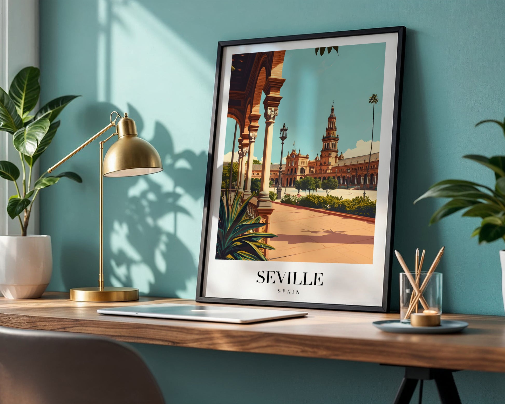 Seville Spain Plaza de España Framed Poster – Framed Wall Art Poster - Image 1