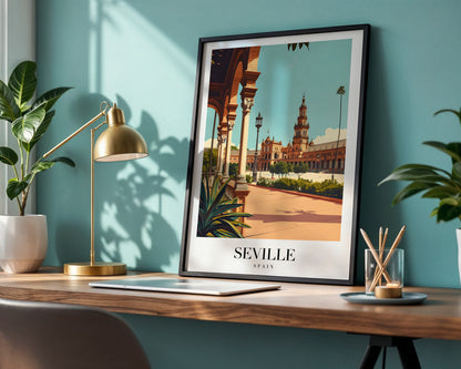 Seville Spain Plaza de España Framed Poster – Framed Wall Art Poster - Image 1