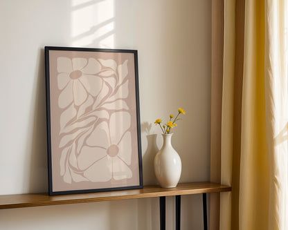 Minimalist Beige Floral Bloom Framed Poster – Framed Wall Art Poster - Image 3