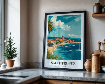 Saint Tropez Coastal Town France Framed Poster – Framed Wall Art Poster - Image 4