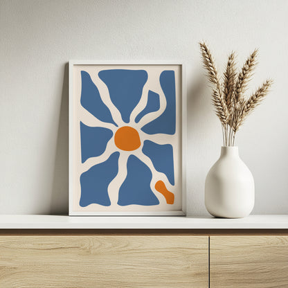 Organic Abstract Blue Orange Wall Art Set – Framed Wall Art Poster - Image 3