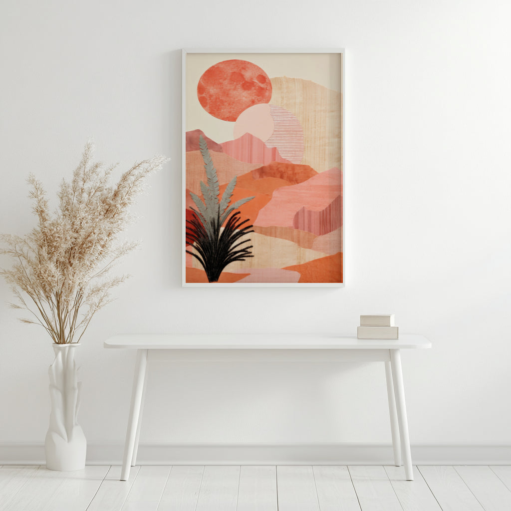 Earthy Brown Abstract Landscape Framed Poster - Image 2