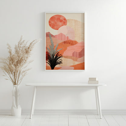 Earthy Brown Abstract Landscape Framed Poster - Image 2