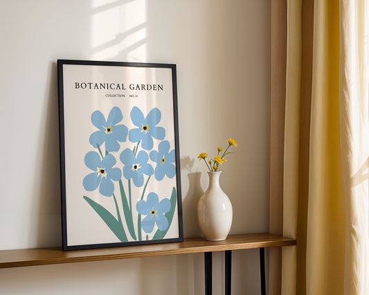 Botanical Garden Blue Flowers Framed Poster – Framed Wall Art Poster - Image 2