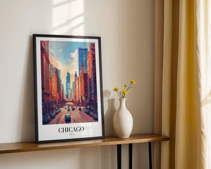 Chicago Cityscape Modern Art Framed Poster – Framed Wall Art Poster - Image 2