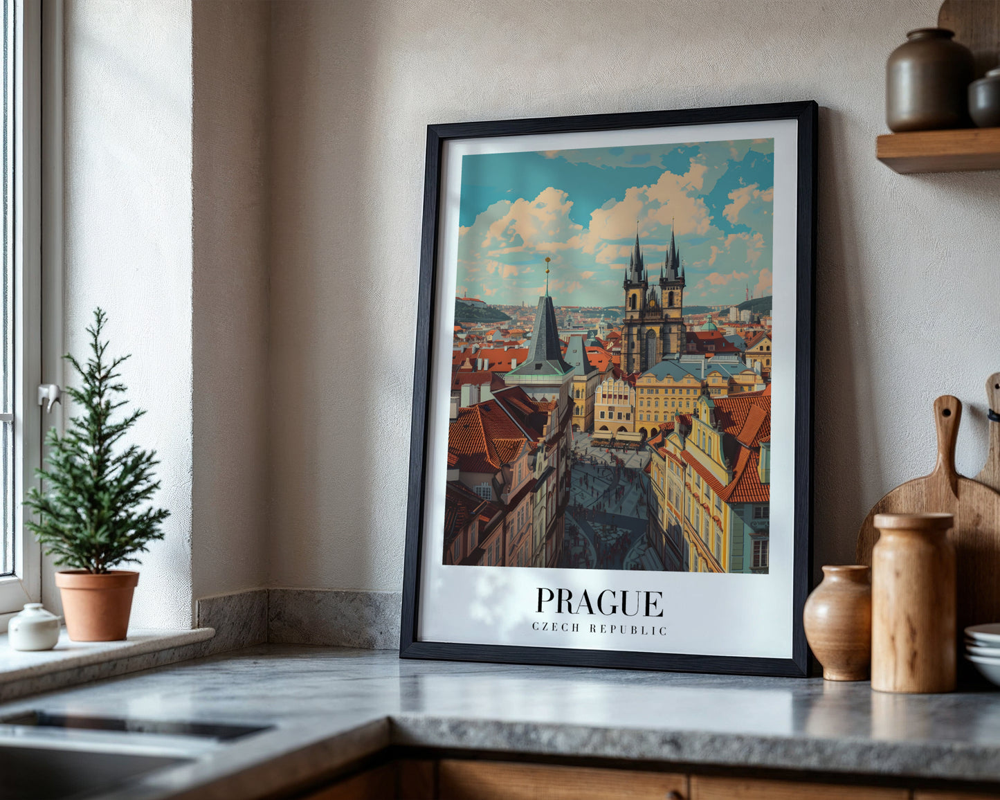 Prague Czech Republic Cityscape Framed Poster – Framed Wall Art Poster - Image 4
