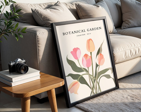 Botanical Garden Tulips Framed Poster – Framed Wall Art Poster - Image 1