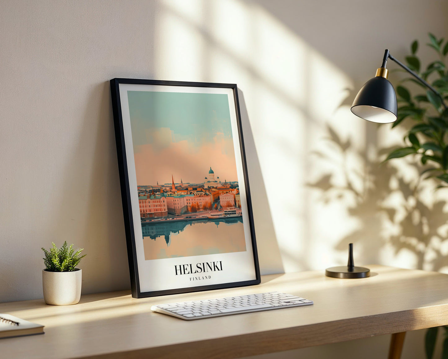 Helsinki Finland Minimalist Cityscape Framed Poster – Framed Wall Art Poster - Image 3