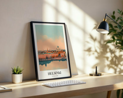 Helsinki Finland Minimalist Cityscape Framed Poster – Framed Wall Art Poster - Image 3