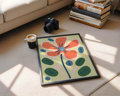 Vibrant Abstract Coral Flower Framed Poster – Framed Wall Art Poster - Image 4