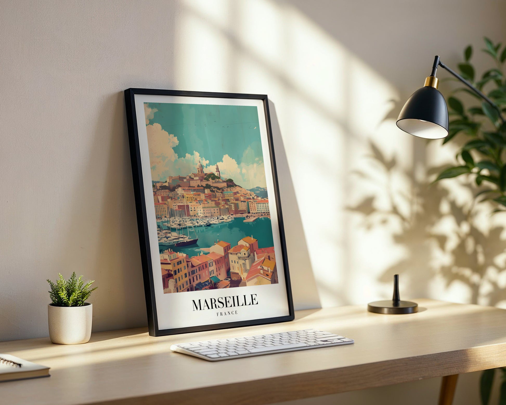 Marseille France Harbor Cityscape Framed Poster – Framed Wall Art Poster - Image 3