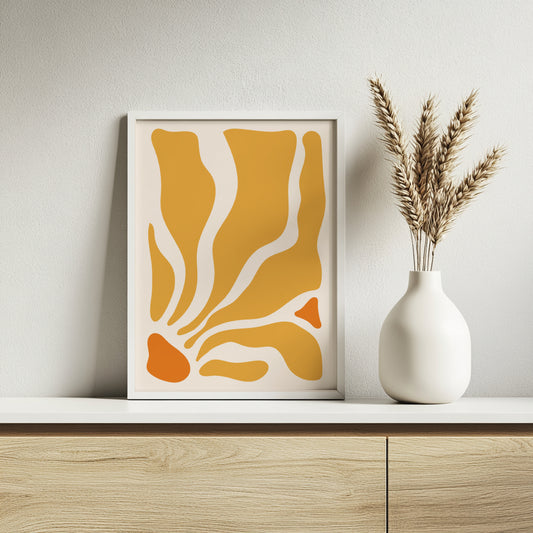Warm Tones Abstract Floral Framed Poster Set
