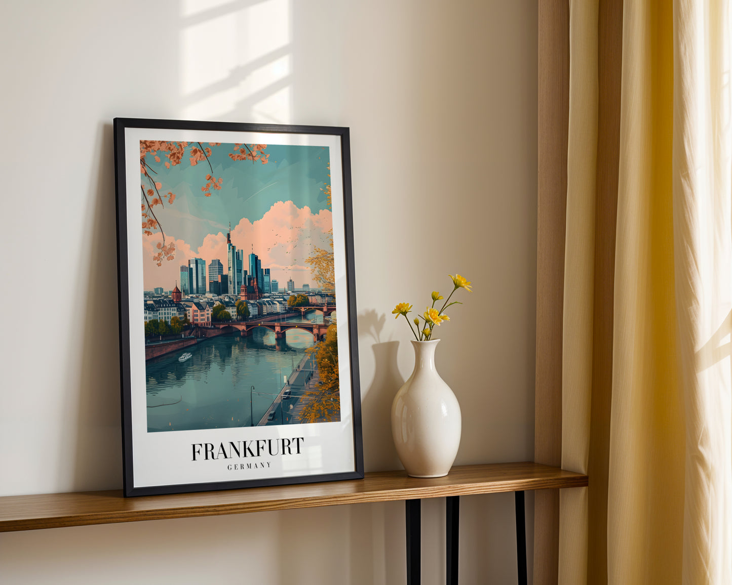 Frankfurt Germany Modern Cityscape Framed Poster – Framed Wall Art Poster - Image 2