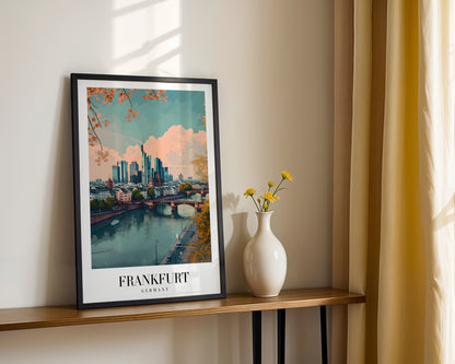 Frankfurt Germany Modern Cityscape Framed Poster – Framed Wall Art Poster - Image 2