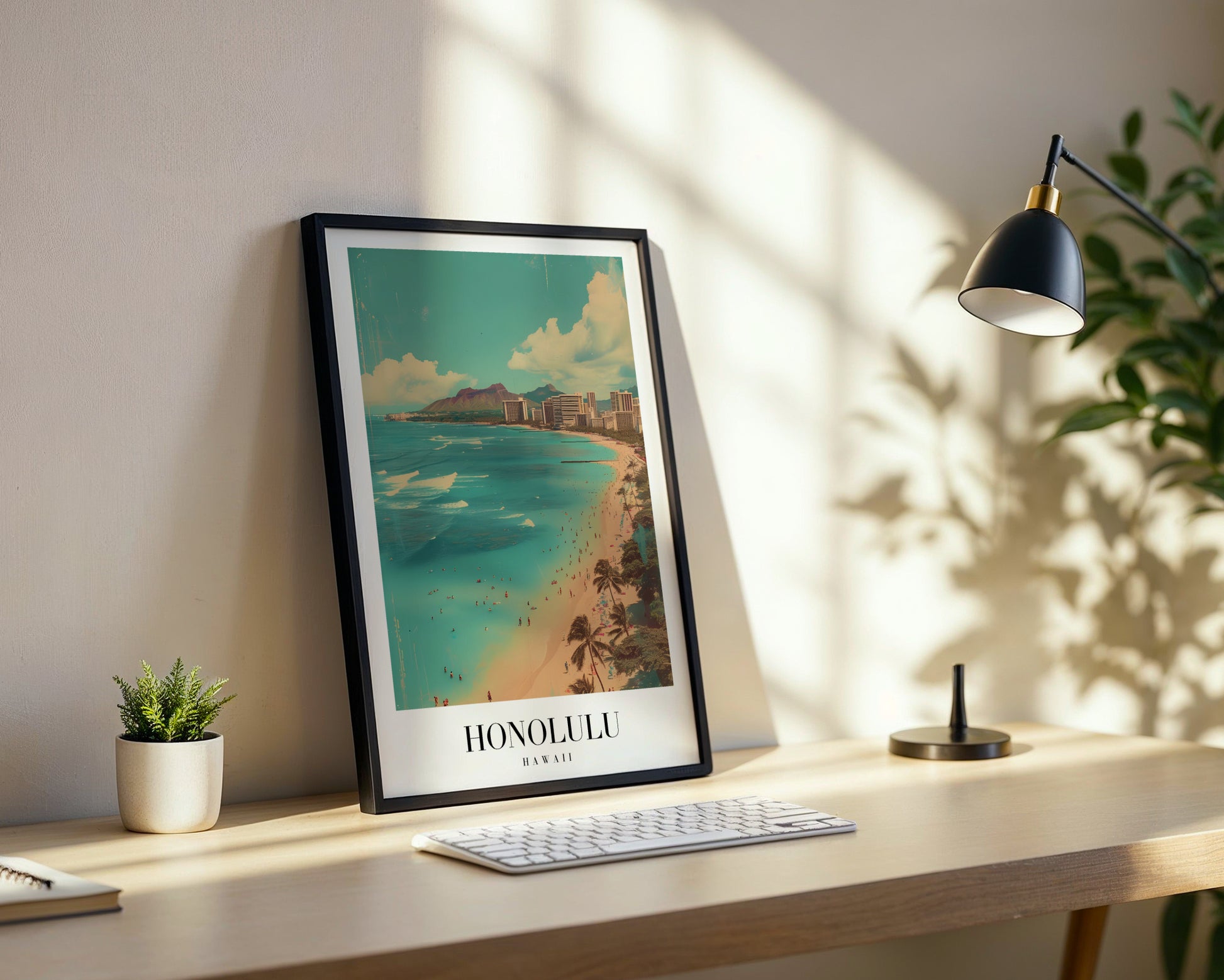 Honolulu Hawaii Waikiki Beach Framed Poster – Framed Wall Art Poster - Image 3