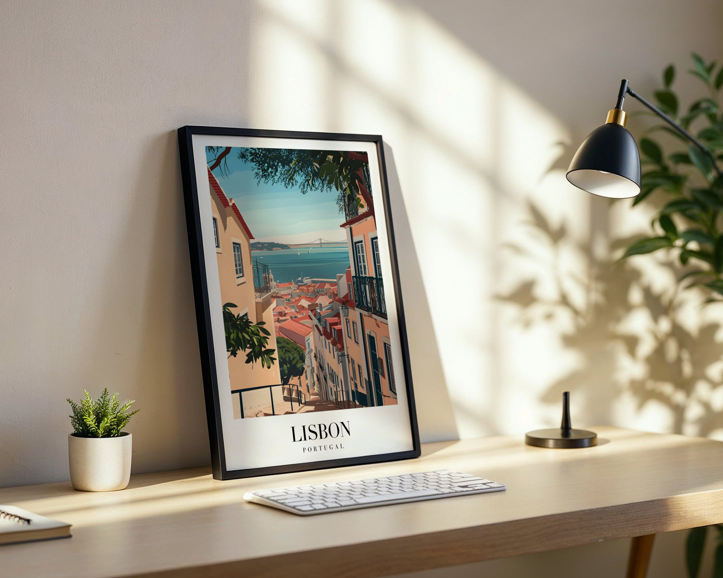 Lisbon Portugal Cityscape Framed Travel Poster – Framed Wall Art Poster - Image 3