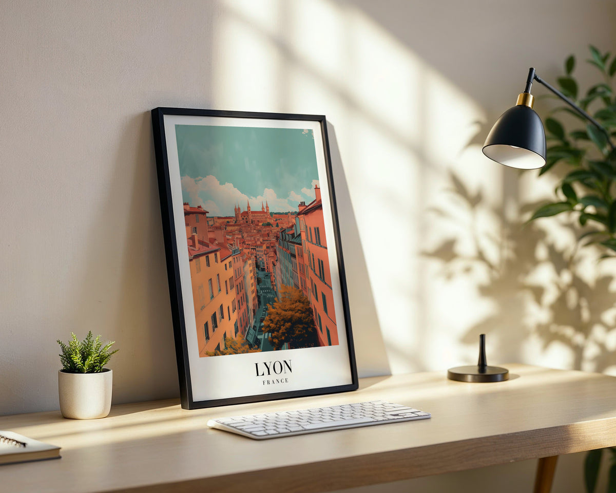 Vibrant Lyon France Cityscape Framed Poster – Framed Wall Art Poster - Image 3