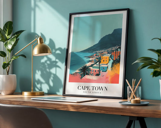 Colorful Cape Town South Africa Cityscape Framed Poster – Framed Wall Art Poster - Image 1