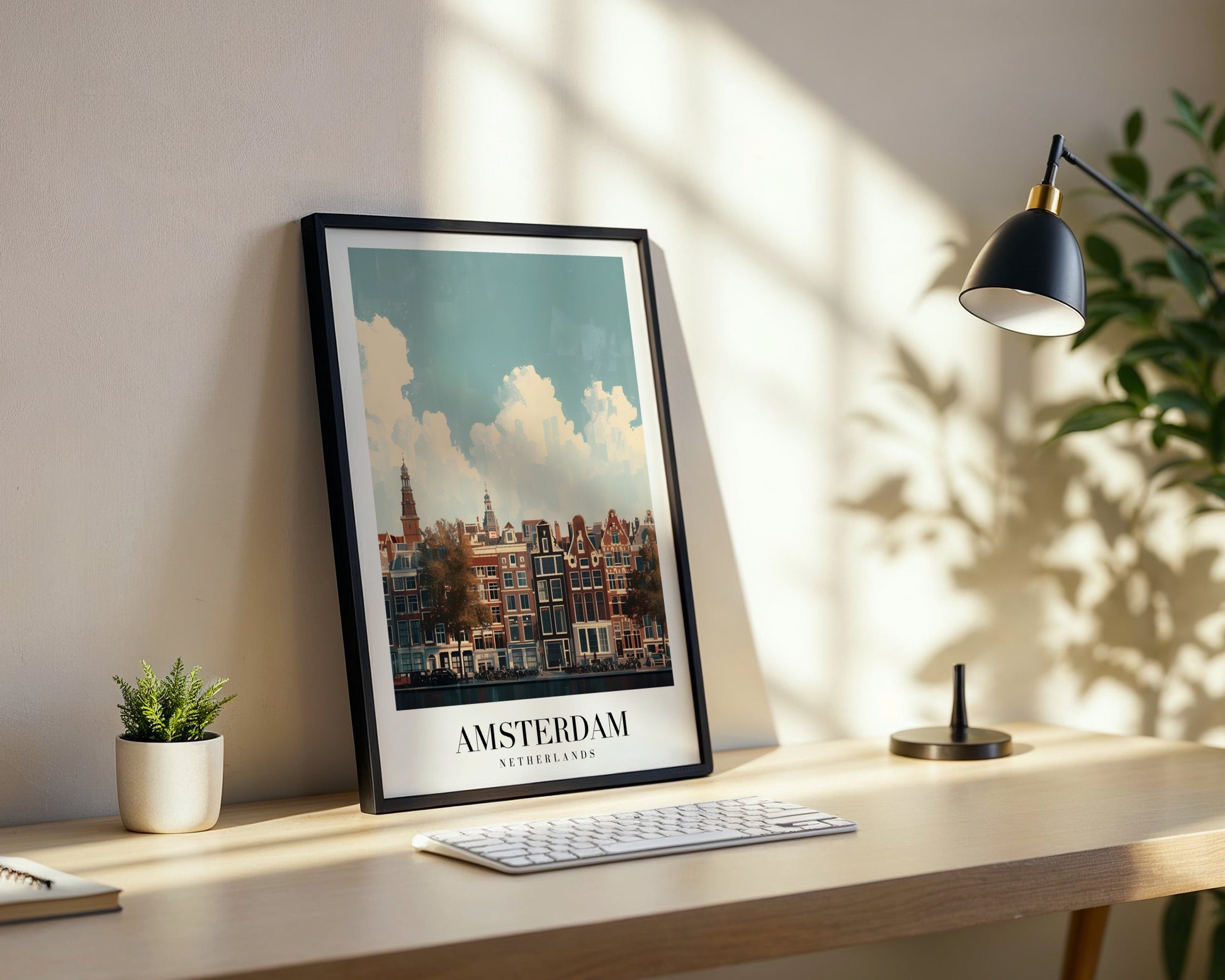 Amsterdam Canal Houses Cityscape Framed Poster – Framed Wall Art Poster - Image 3