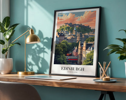Edinburgh Scotland Cityscape Framed Poster – Framed Wall Art Poster - Image 1
