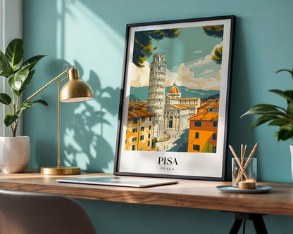 Leaning Tower of Pisa Italy Travel Framed Poster – Framed Wall Art Poster - Image 1