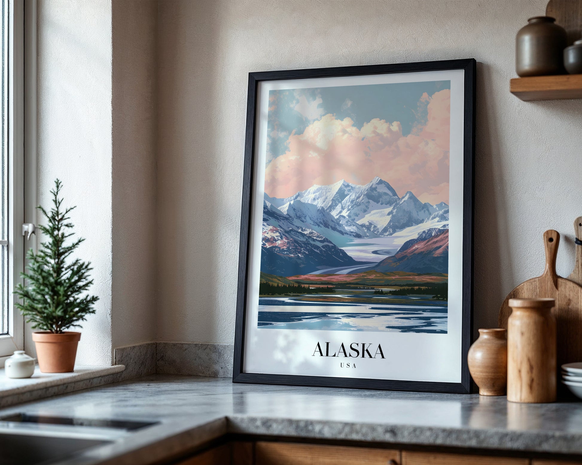 Alaska Mountains & Glacier Lake Framed Poster – Framed Wall Art Poster - Image 4