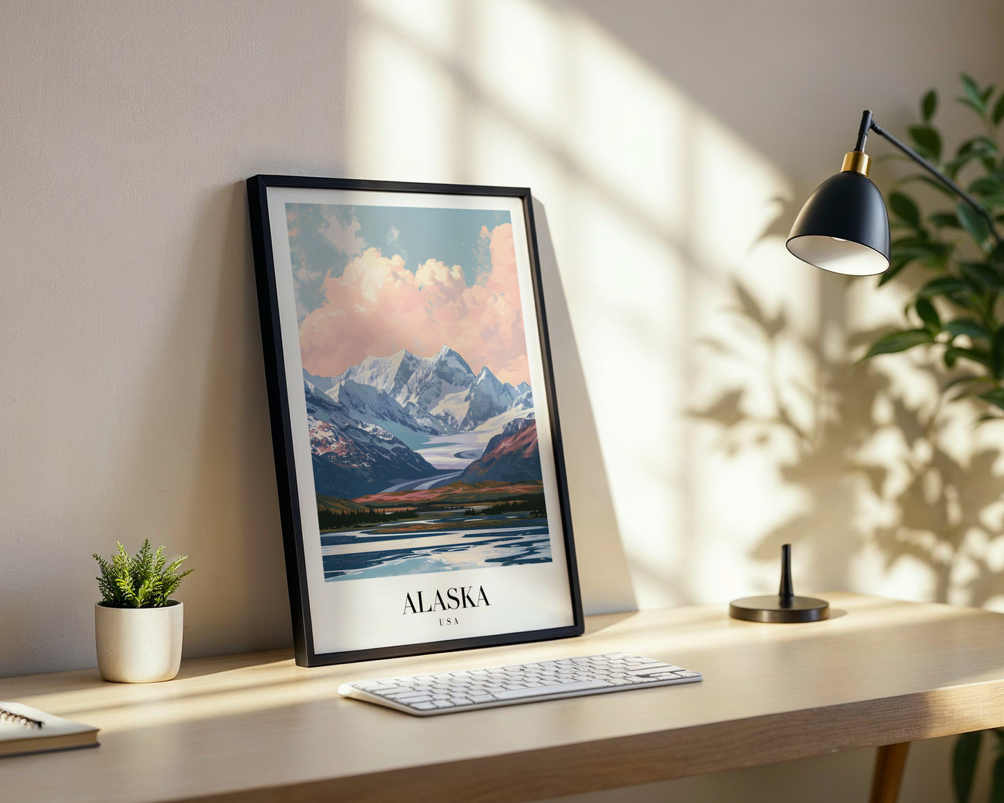 Alaska Mountains & Glacier Lake Framed Poster – Framed Wall Art Poster - Image 3