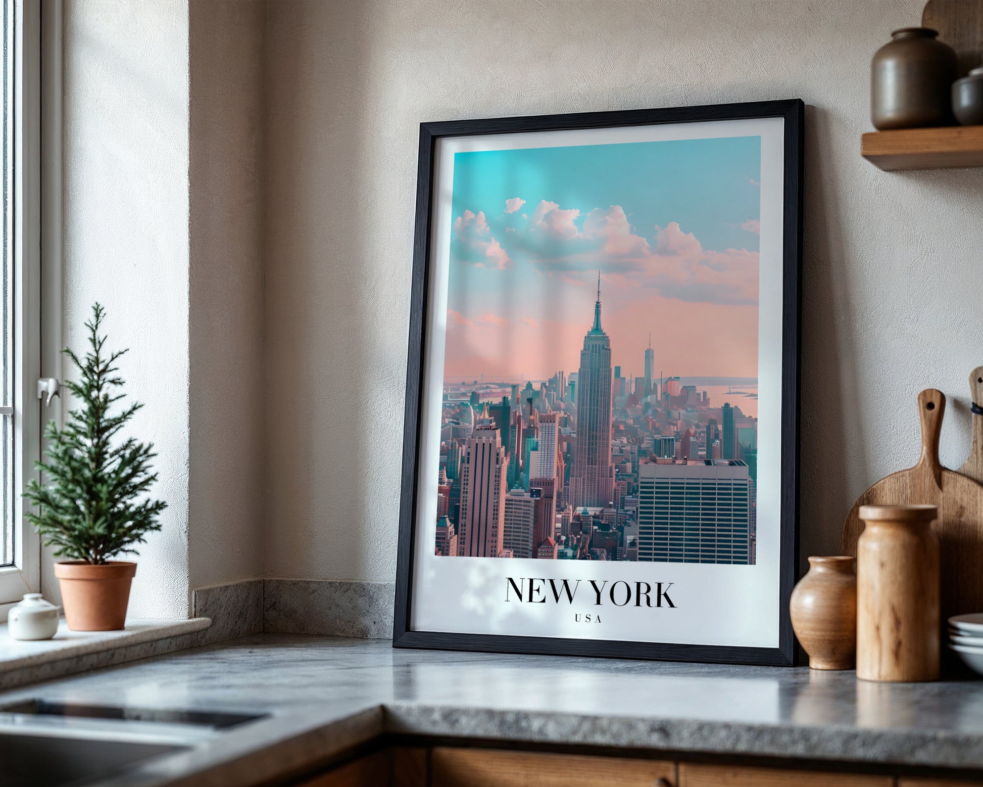 New York City Pastel Sunset Framed Poster – Framed Wall Art Poster - Image 4
