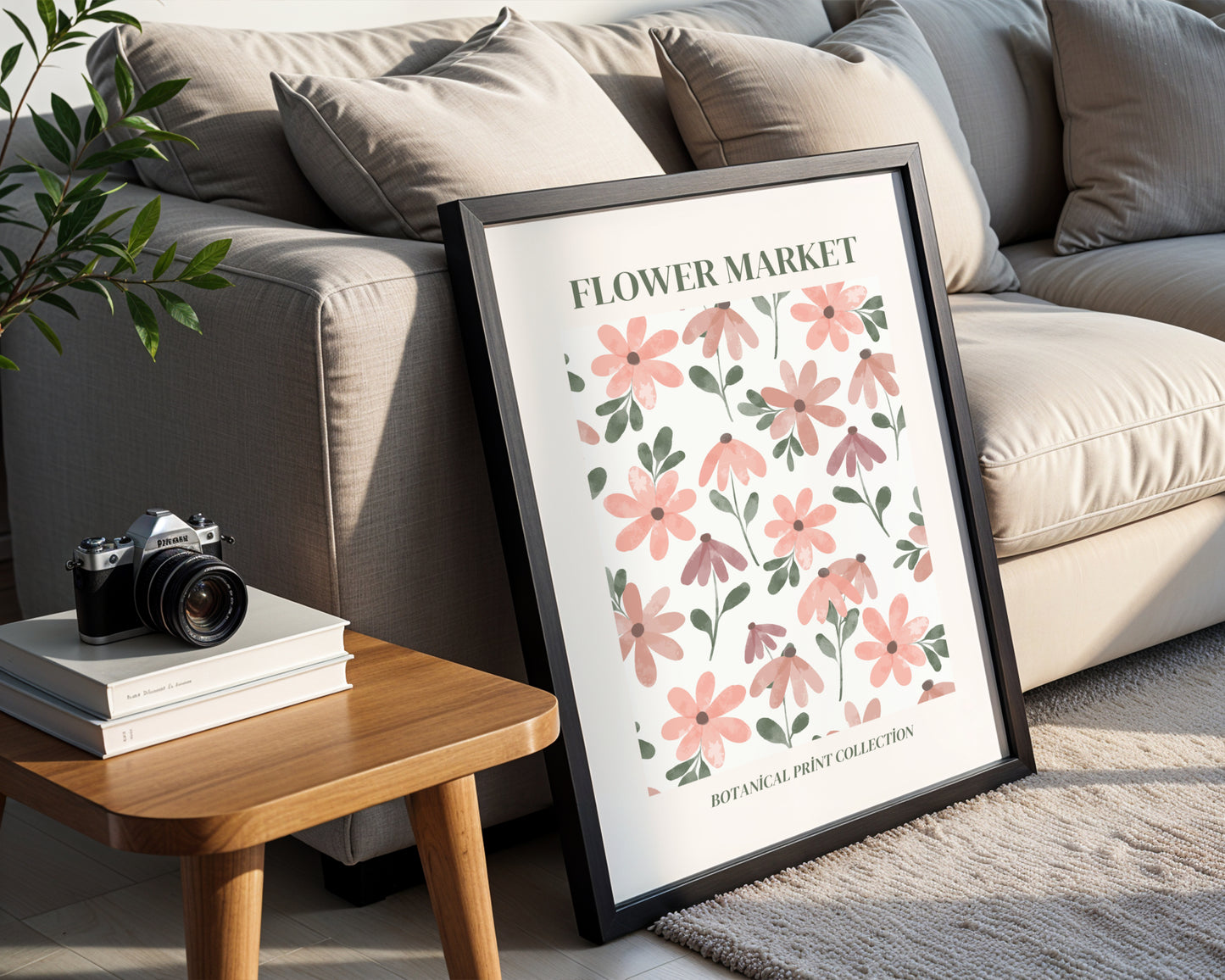 Pink Flower Market Botanical Print Framed Poster – Framed Wall Art Poster - Image 2