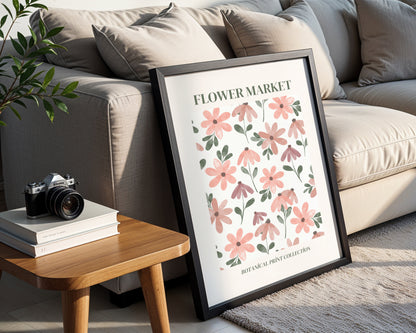 Pink Flower Market Botanical Print Framed Poster – Framed Wall Art Poster - Image 2
