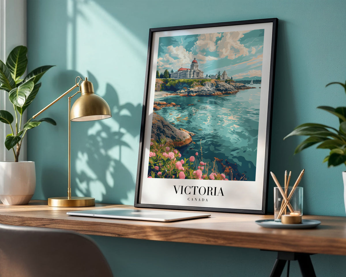 Victoria Canada Coastal Landscape Framed Poster – Framed Wall Art Poster - Image 1