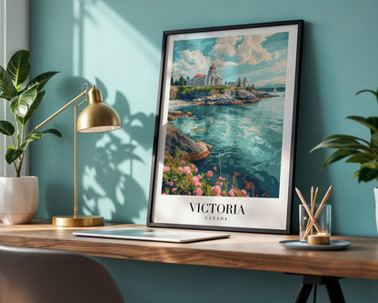 Victoria Canada Coastal Landscape Framed Poster – Framed Wall Art Poster - Image 1