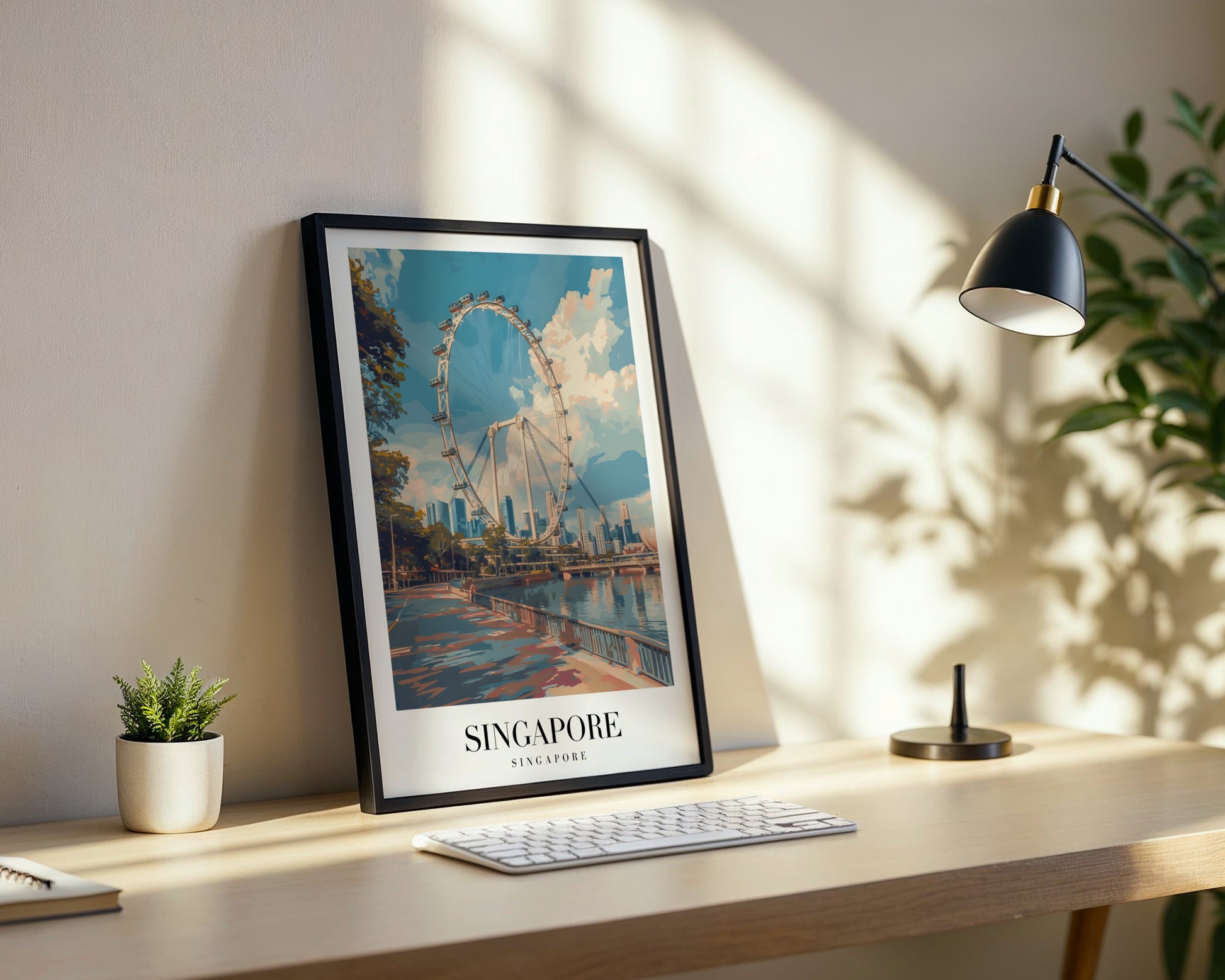 Singapore Flyer Cityscape Framed Poster – Framed Wall Art Poster - Image 3