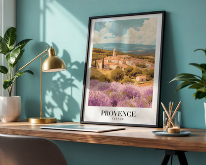 Provence Lavender Fields Village Framed Poster – Framed Wall Art Poster - Image 1