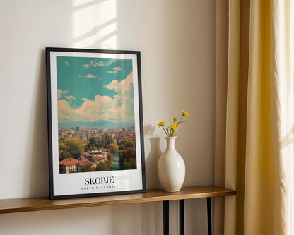 Skopje North Macedonia Cityscape Framed Poster – Framed Wall Art Poster - Image 2